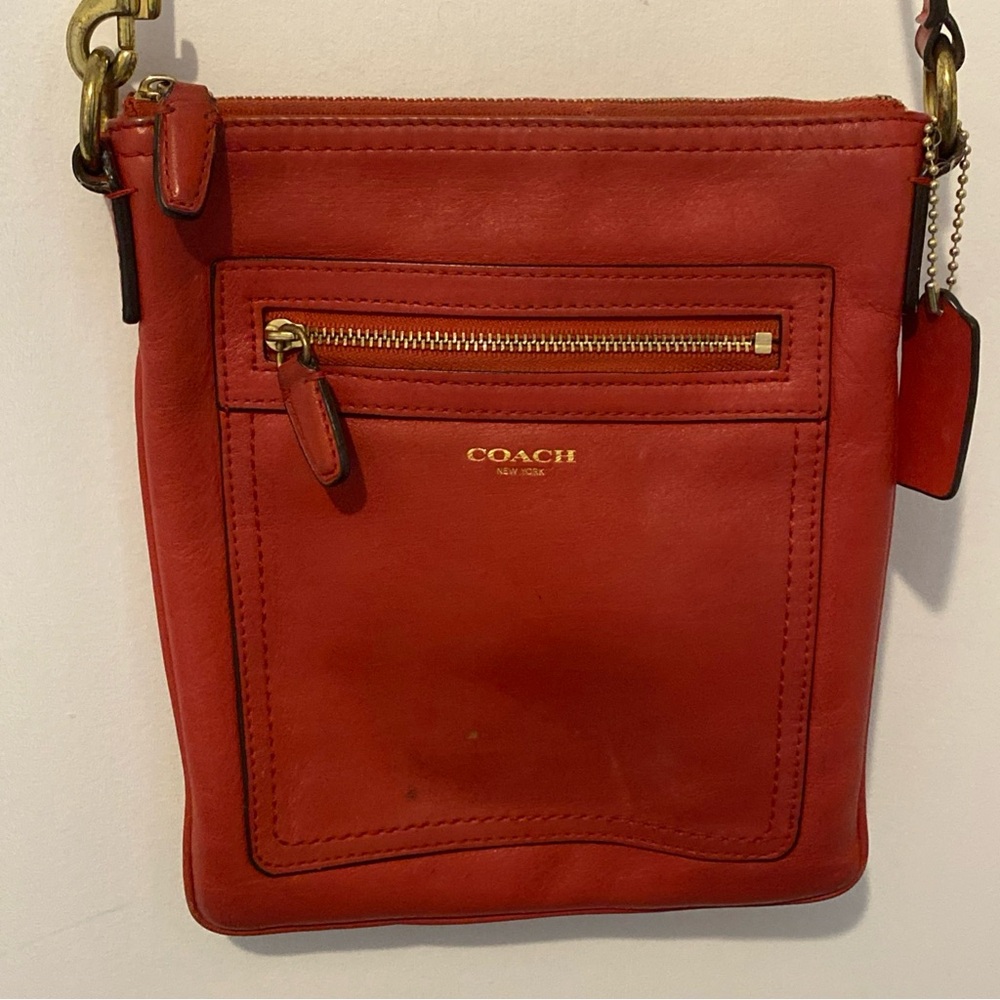 Coach Legacy Red Leather Vintage Crossbody Bag Adjustable Strap